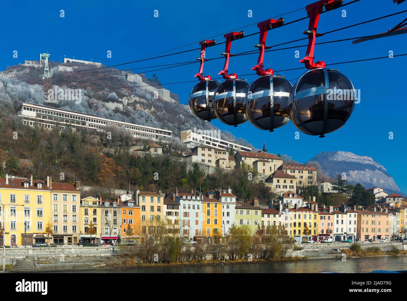 Aerial view of Grenoble with French Alps and cable car Stock Photo Alamy