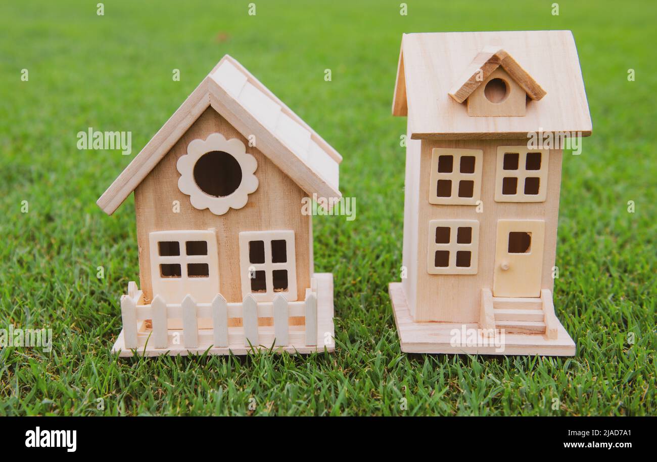 Amazing handmade product from tongue depressor stick, mini model house with  creative architect, craft product as a residential building in evening  Stock Photo - Alamy