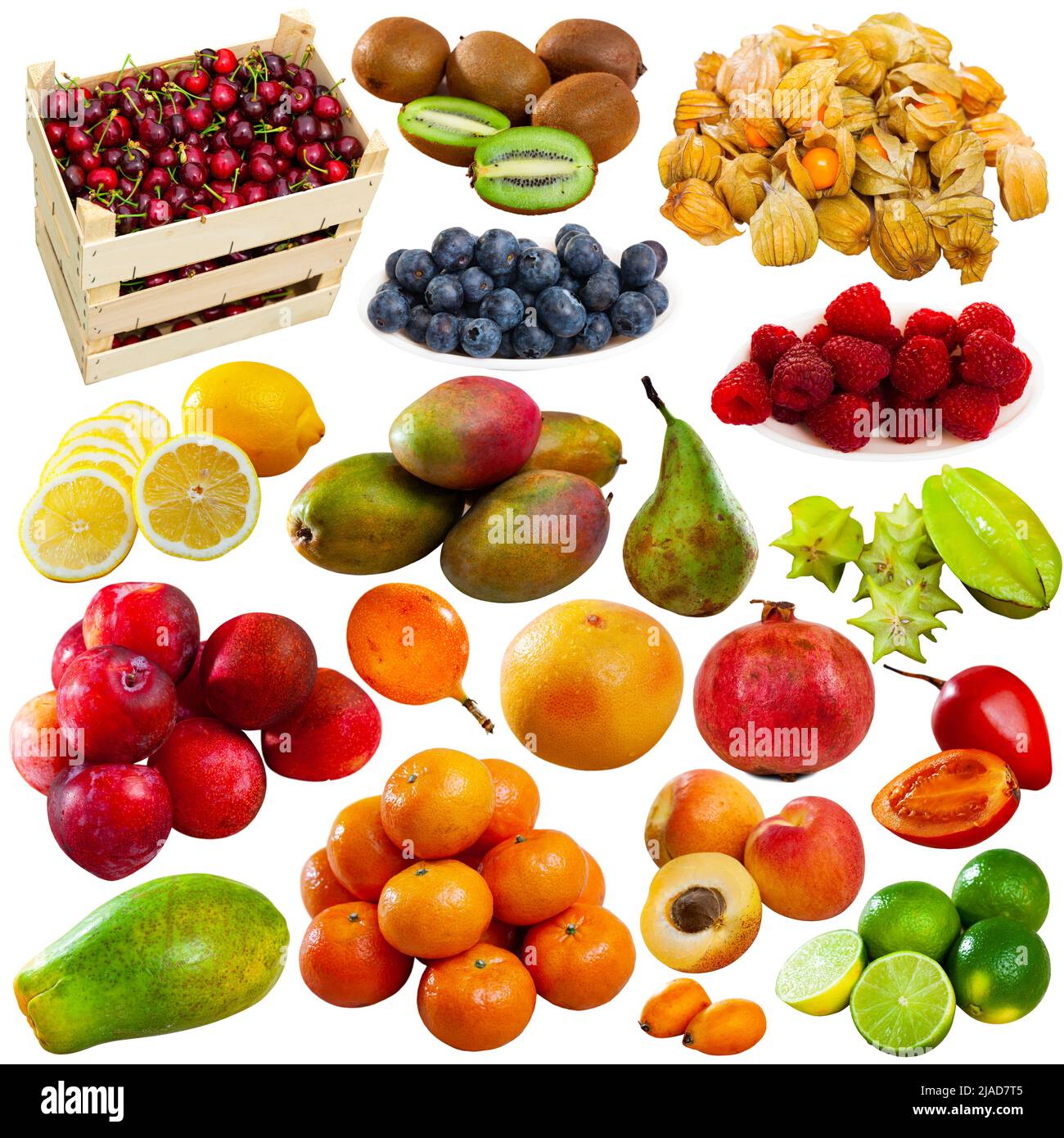 Set of assorted fruits isolated on white Stock Photo Alamy