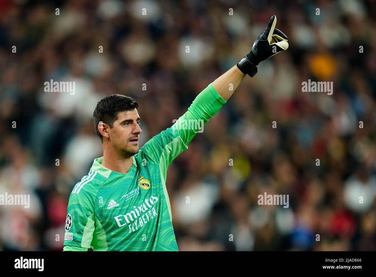 Thibaut Courtois of Real Madrid during the UEFA Champions League Final match between Liverpool FC and Real Madrid played at Stade de France on May 28, 2022 in Paris, France. (Photo / Magma) Stock Photo