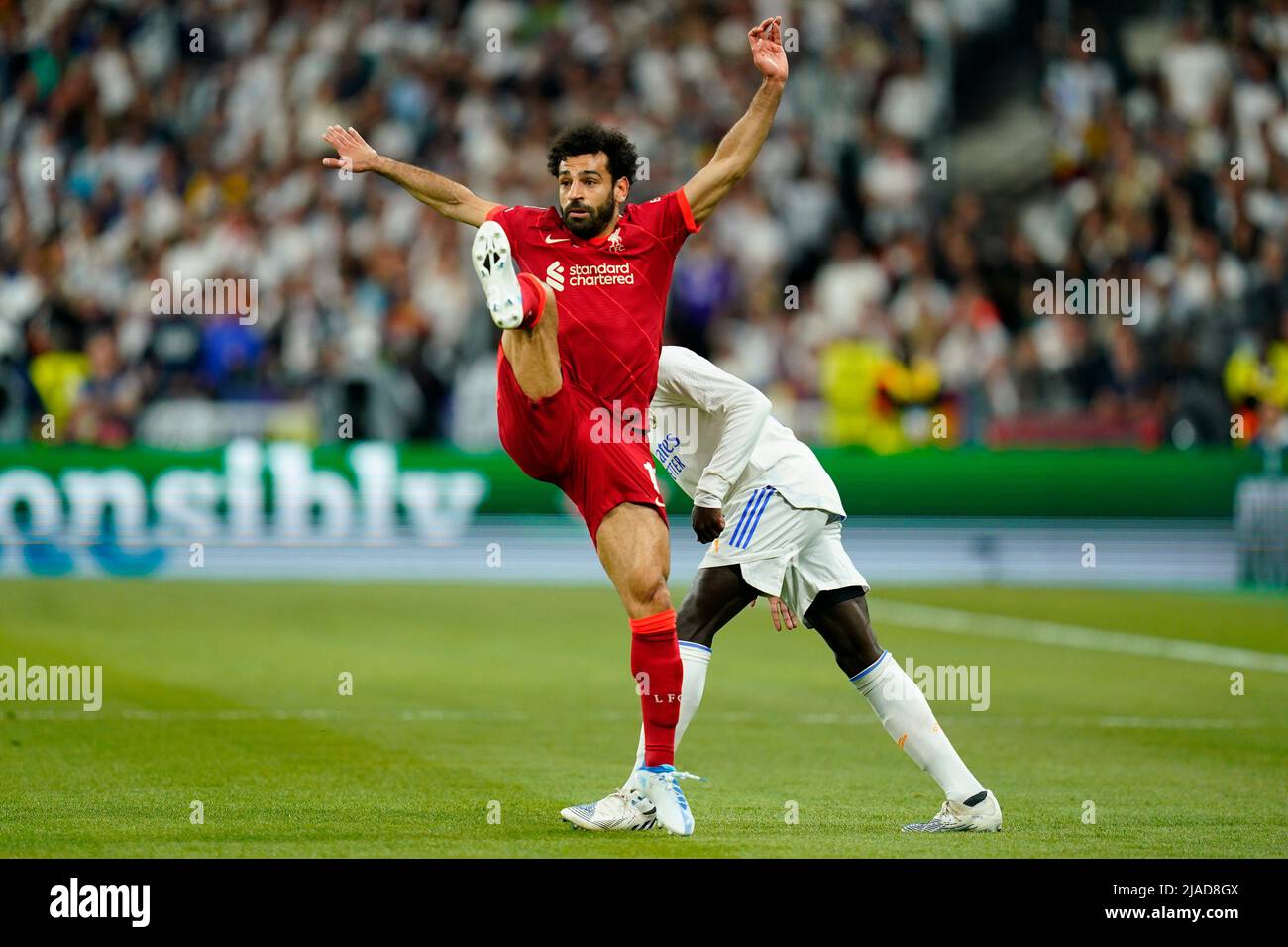 Mohamed Salah of Liverpool FC during the UEFA Champions League Final match between Liverpool FC and Real Madrid played at Stade de France on May 28, 2022 in Paris, France. (Photo / Magma) Stock Photo