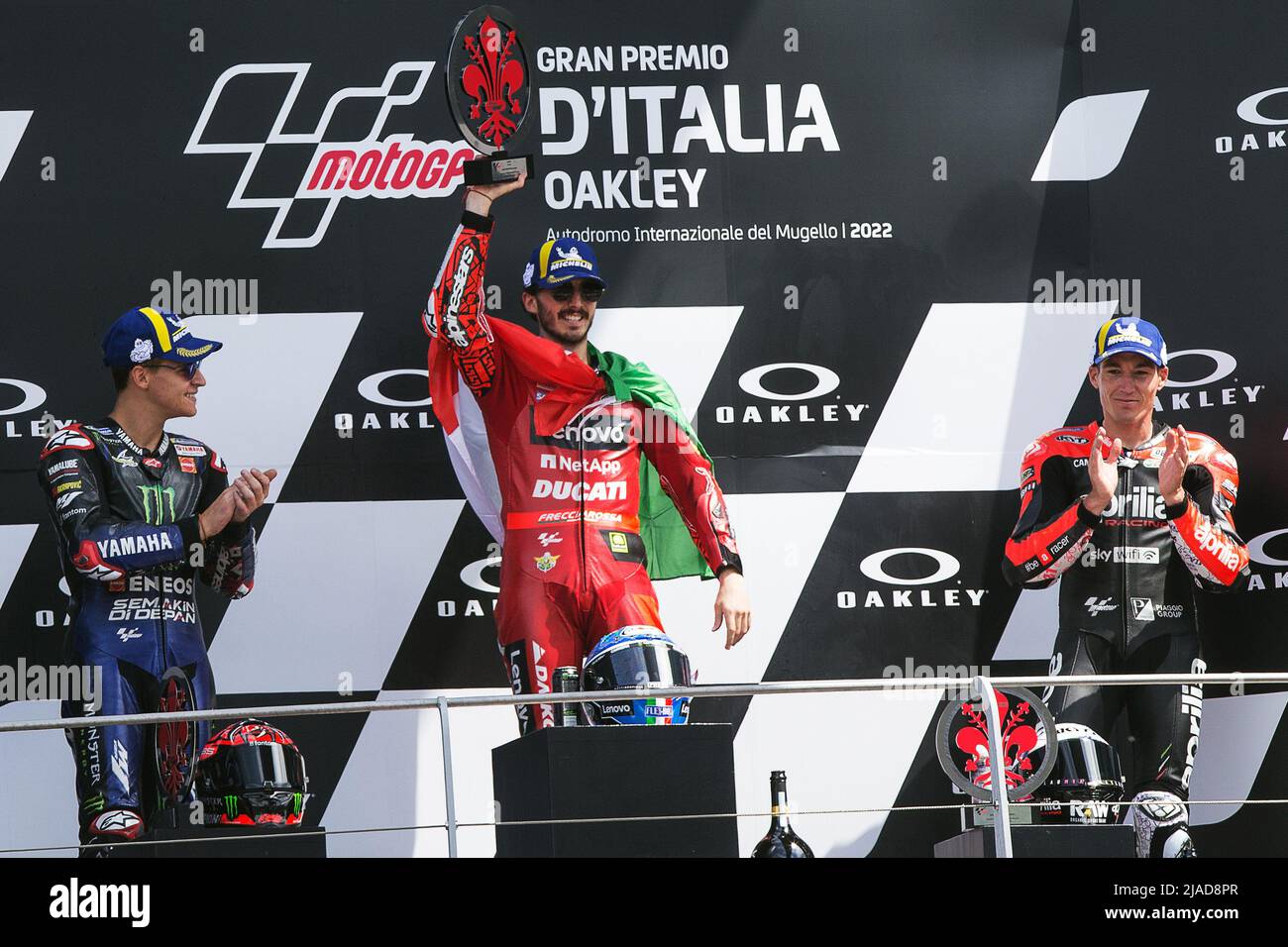 May 29, 2022, Scarperia (FI, Italy: Scarperia (FI), Italy, Mugello  International Circuit, May 29, 2022, MotoGP trophies during Gran Premio  dÃ¢â‚¬â„¢Italia Oakley Race - MotoGP World Championship. (Credit Image: ©  Alessio Marini/LPS