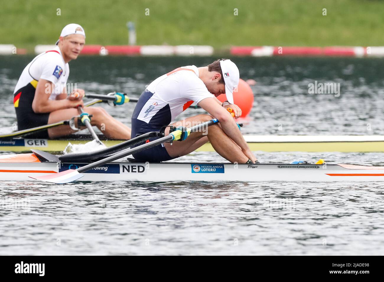BELGRADE, SERBIA - MAY 29: Melvin Twellaar of the Netherlands competing in the Men's Single Sculls Final FA during the World Rowing Cup at the Sava Lake on May 29, 2022 in Belgrade, Serbia (Photo by Nikola Krstic/Orange Pictures) Stock Photo