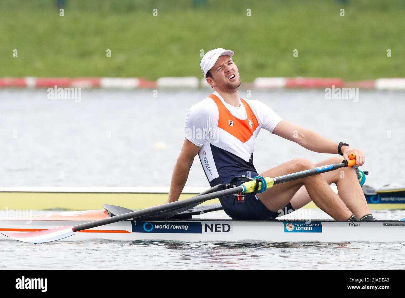 BELGRADE, SERBIA - MAY 29: Melvin Twellaar of the Netherlands competing in the Men's Single Sculls Final FA during the World Rowing Cup at the Sava Lake on May 29, 2022 in Belgrade, Serbia (Photo by Nikola Krstic/Orange Pictures) Stock Photo
