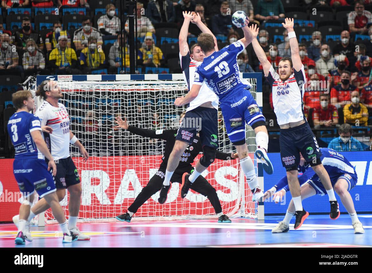 Olafur Gudmundsson (Iceland) against Norway. EHF Euro 2022. 5th place match Stock Photo