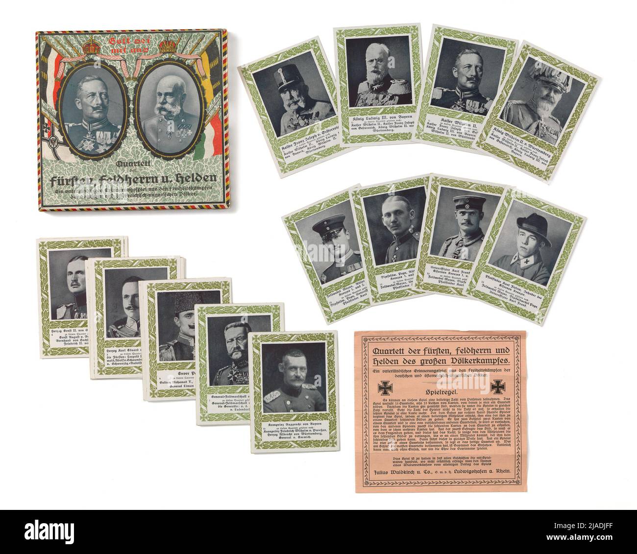 Card game: 'Quartet the prince, generals and heroes'. Waldkirch & Co., publishing house Stock Photo