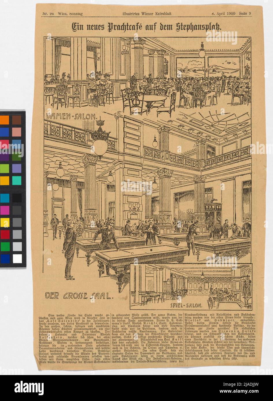 Newspaper excerpt "A new splendor on Stephansplatz" (Café Splendid, 1