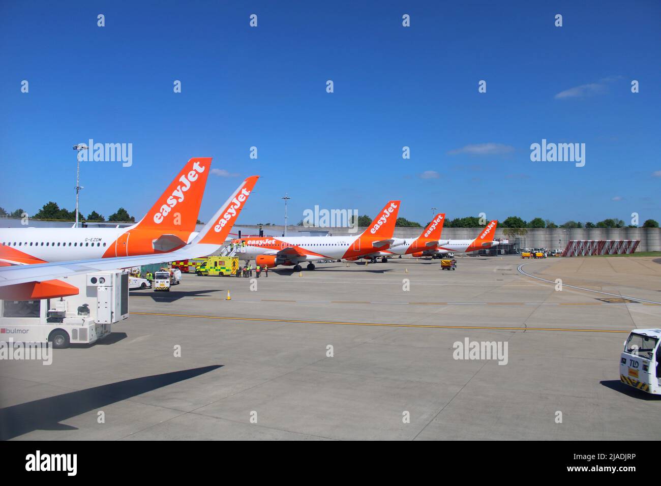 Easyjet flights grounded at London Gatwick Airport Stock Photo