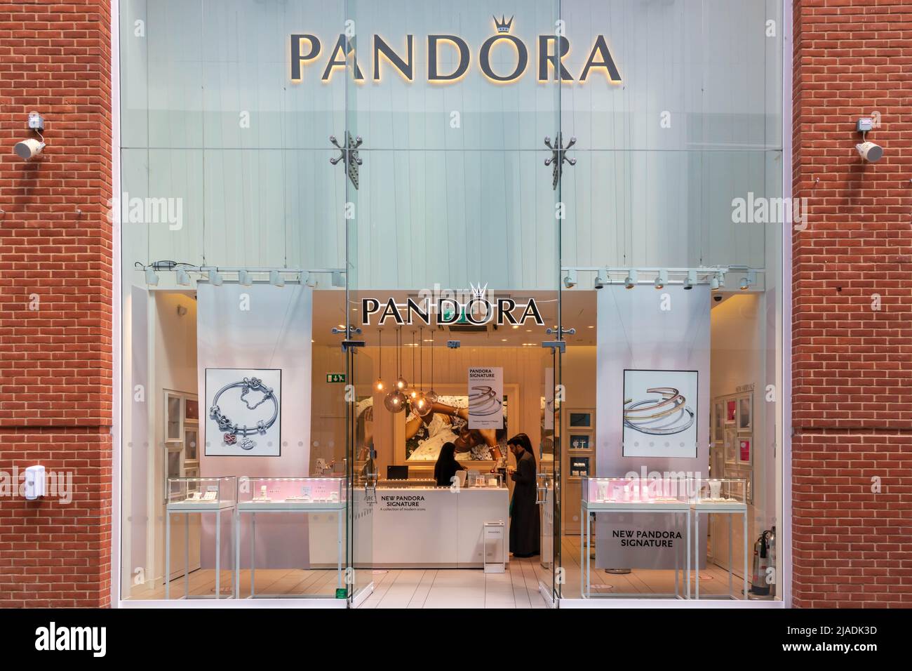 High Wycombe, England - July 21st 2021: Pandora Jewellery shop in the Eden shopping centre. The chain is Danish owned. Stock Photo