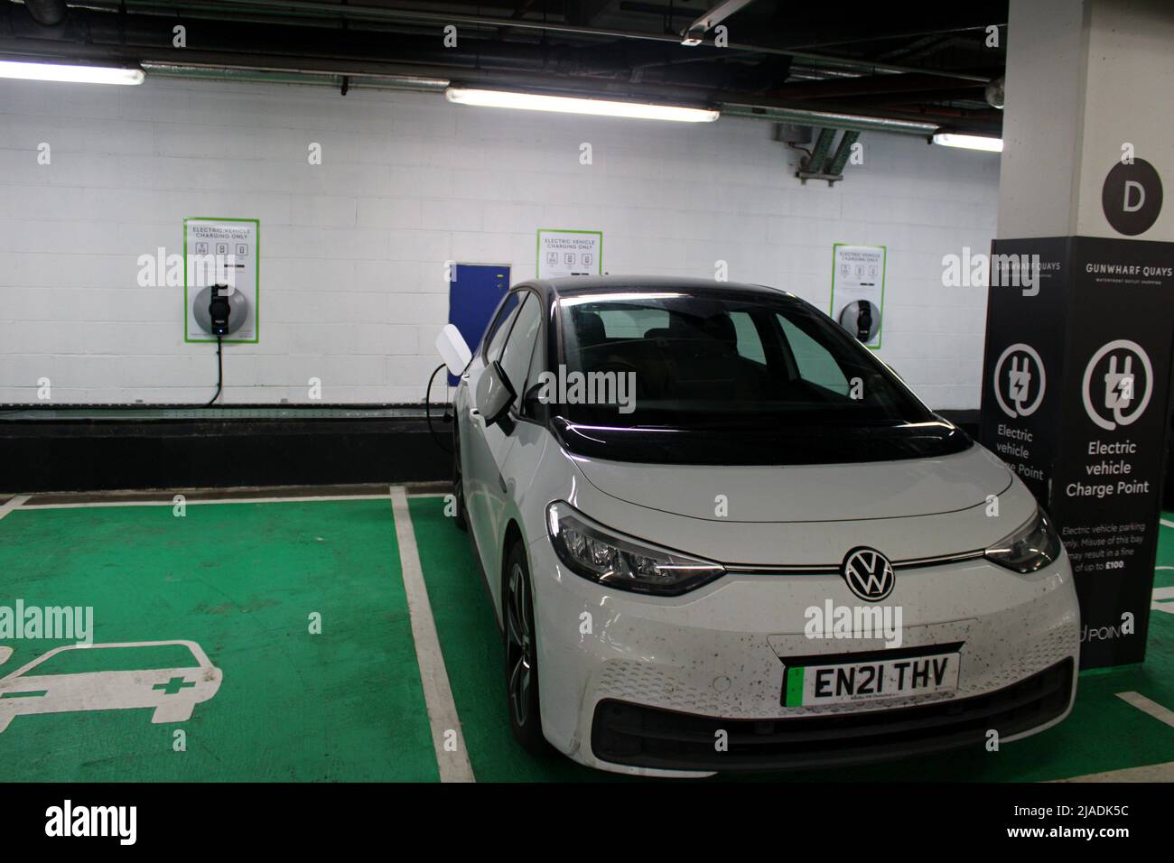 Electric car charging points at Gunwharf Quays, Portsmouth, Hampshire