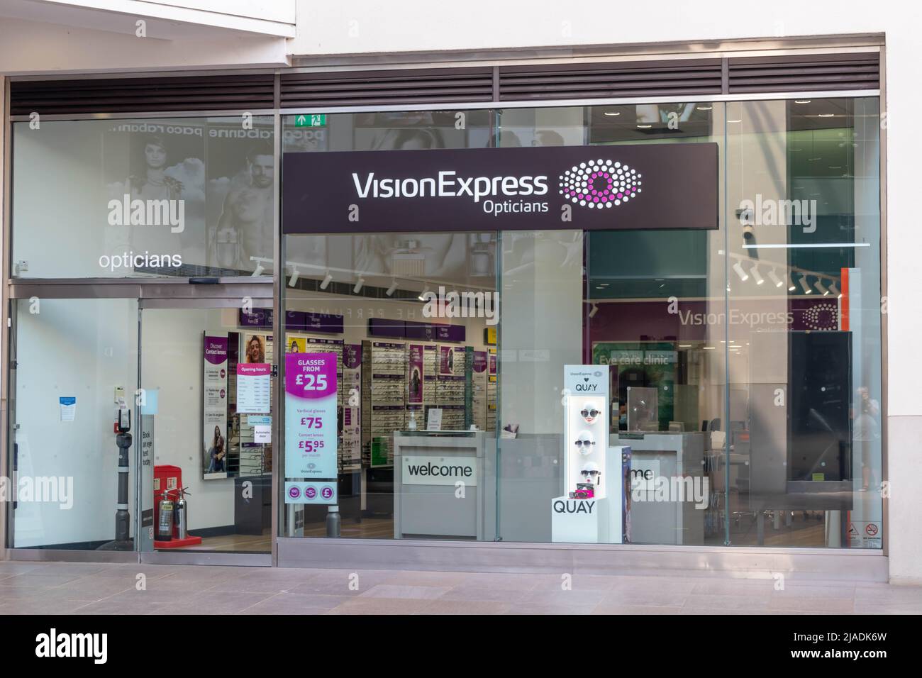 High Wycombe, England - July 21st 2021: Vision Express shop in the Eden shopping centre. The chain opened its first store in 1988. Stock Photo