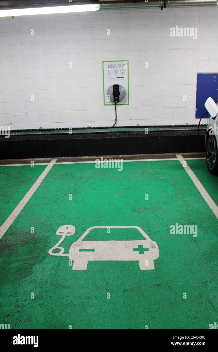 Electric car charging points at Gunwharf Quays, Portsmouth, Hampshire