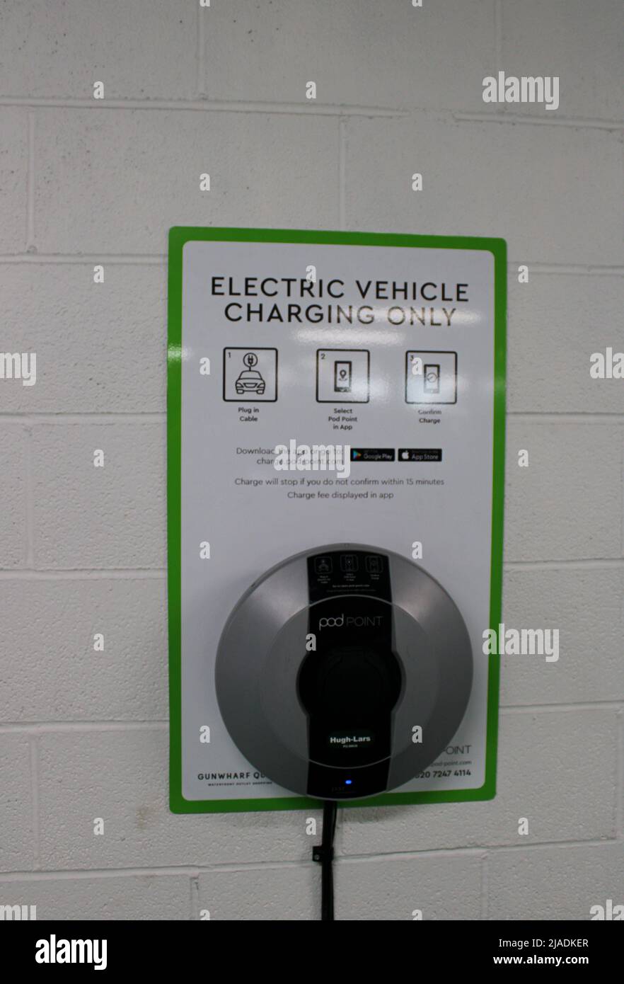 Electric car charging points at Gunwharf Quays, Portsmouth, Hampshire