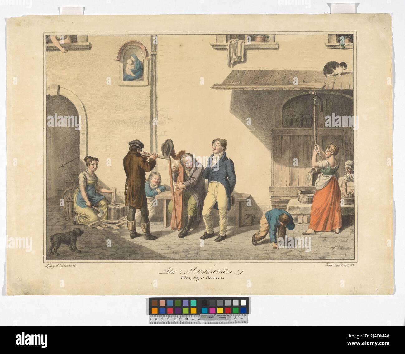 Series 'Viennese scenes': 'The musicians.'. Joseph d. Ä. Lanzedelly (Lanzedelli) (1772-1831), Artist, Heinrich Papin (1786-1839), Lithographer, Jeremias Bermann (1770-1855), publisher Stock Photo