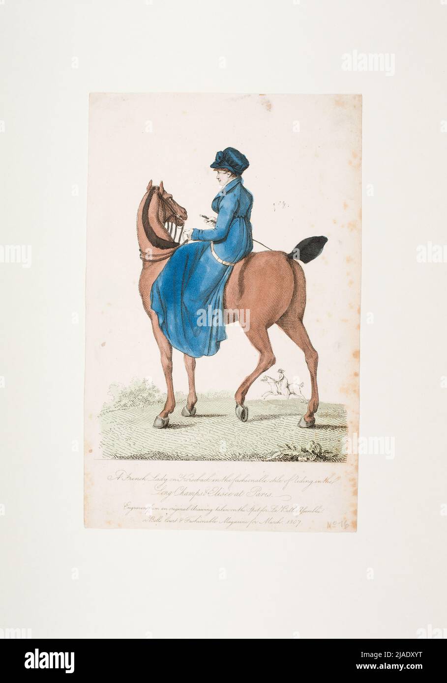 Fashion image: a figure, riding dress (Long Champs Elisee). Unknown Stock Photo