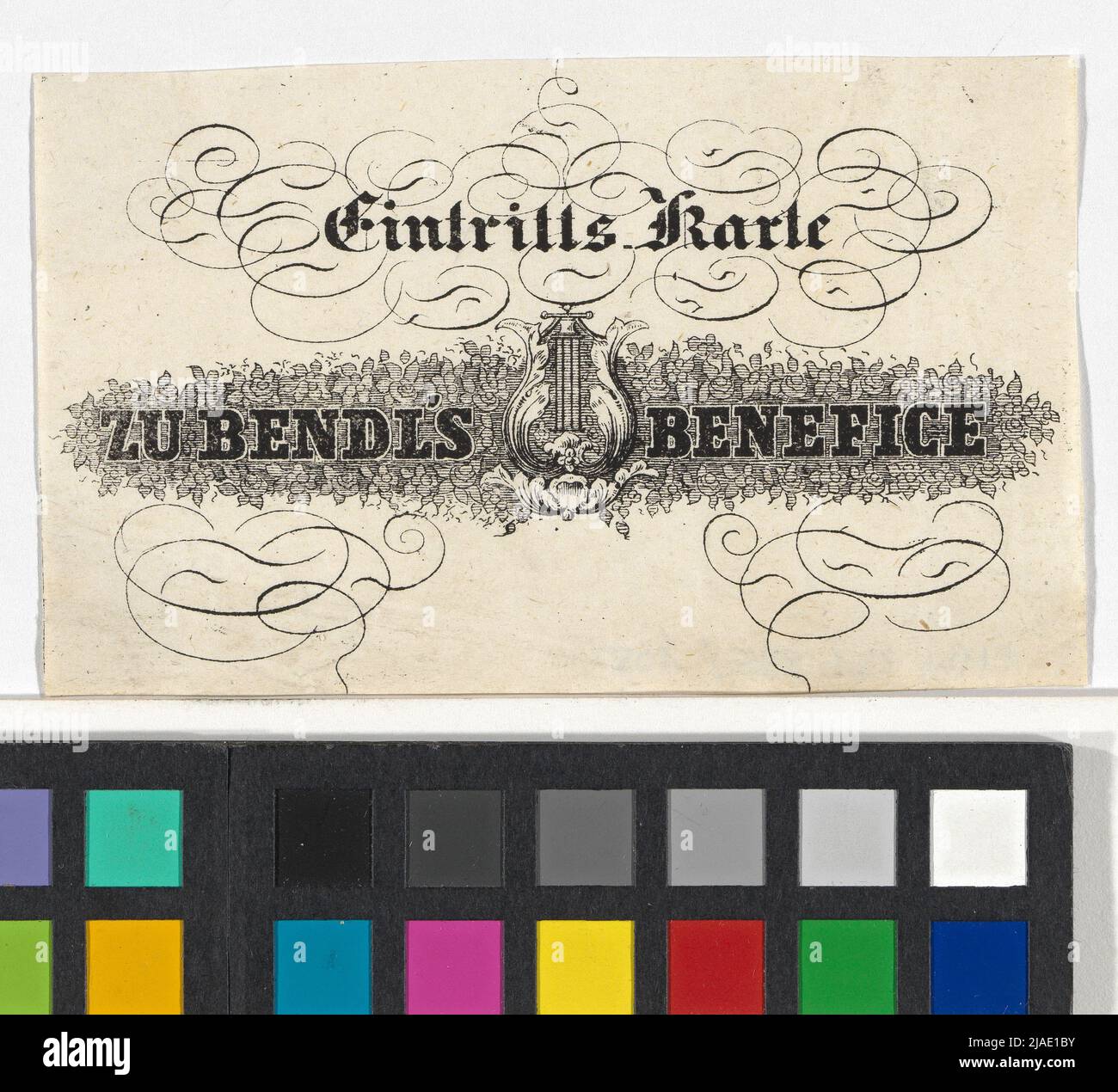 Admission ticket 'To Bendl's Benefice', a benefit ball in the Apollo Hall. Unknown Stock Photo