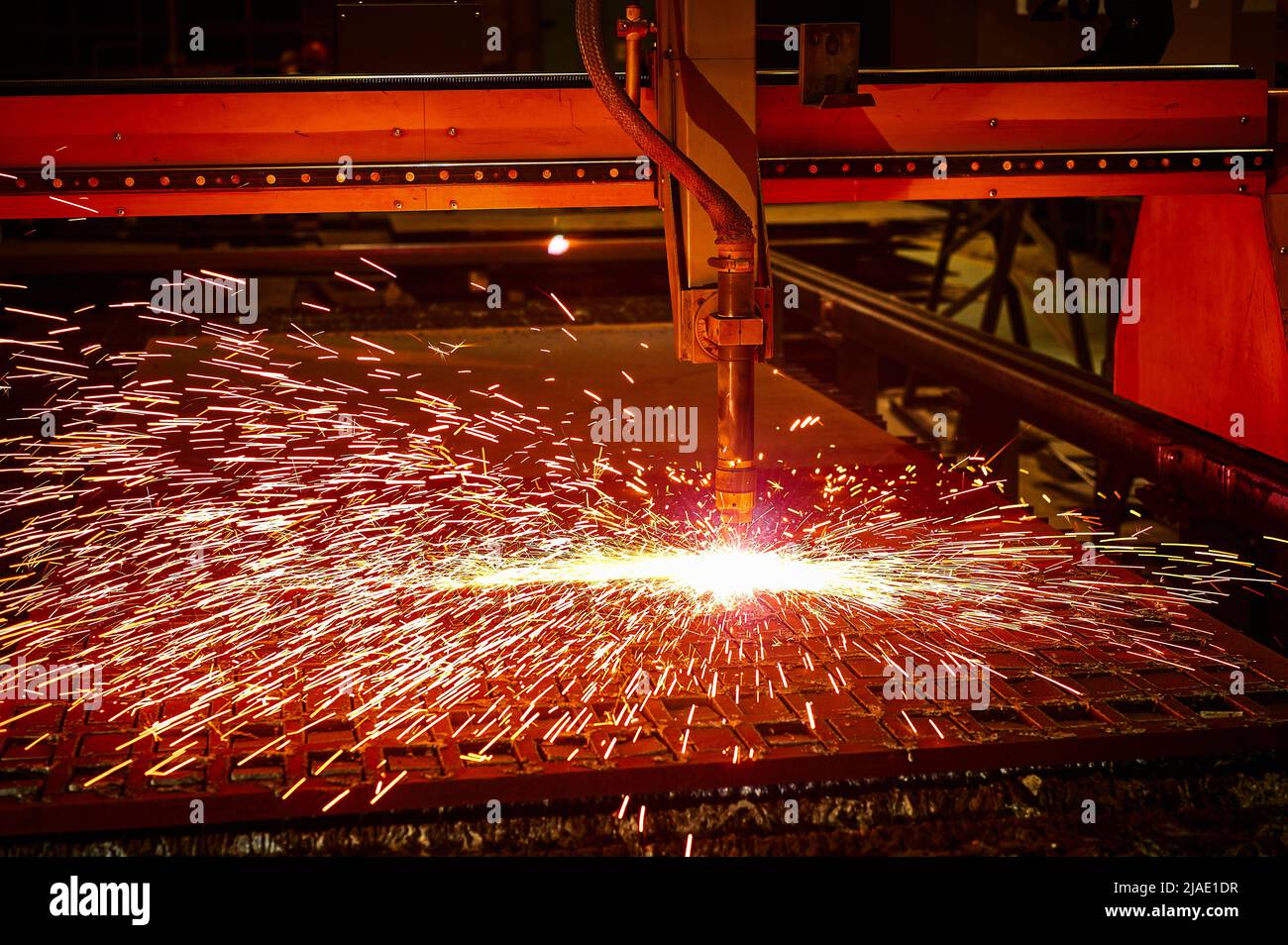 Automatic constricted arc cutting of plate iron piece Stock Photo Alamy