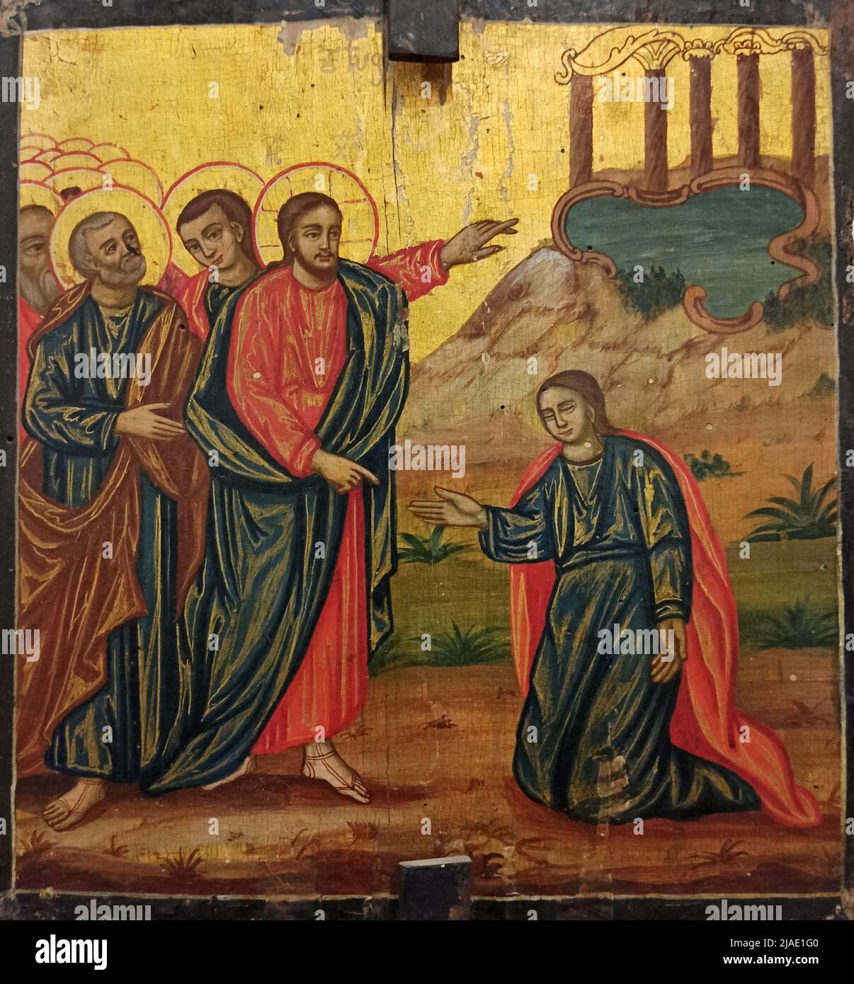 An icon showing Jesus healing the blind Stock Photo