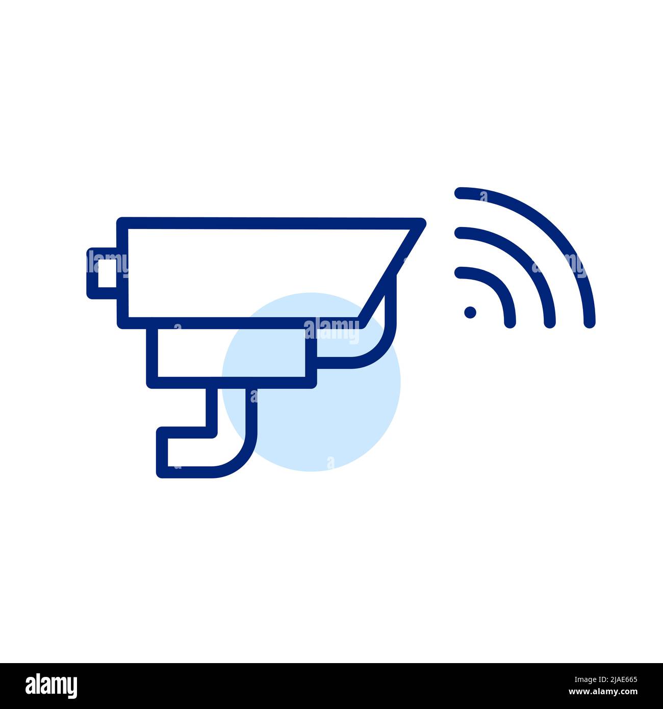 CCTV surveillance camera with wireless connection. Pixel perfect, editable stroke line icon Stock Vector
