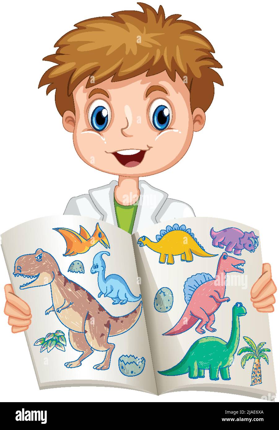 Happy boy holding his art work illustration Stock Vector Image & Art ...