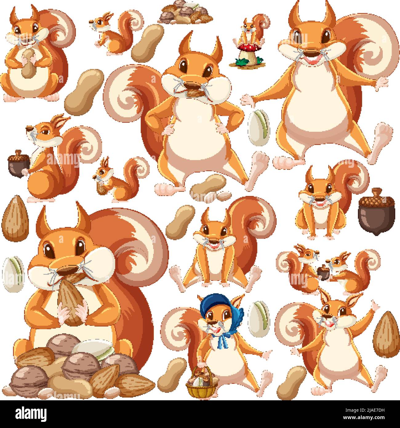 Cute animals set on white background illustration Stock Vector Image ...