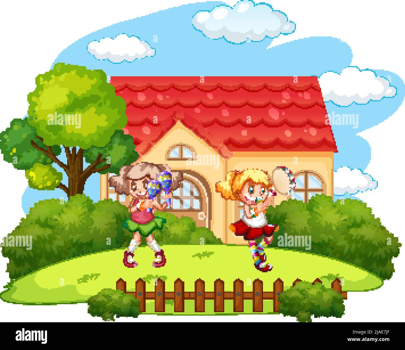 House scene with many kids illustration Stock Vector Image & Art - Alamy
