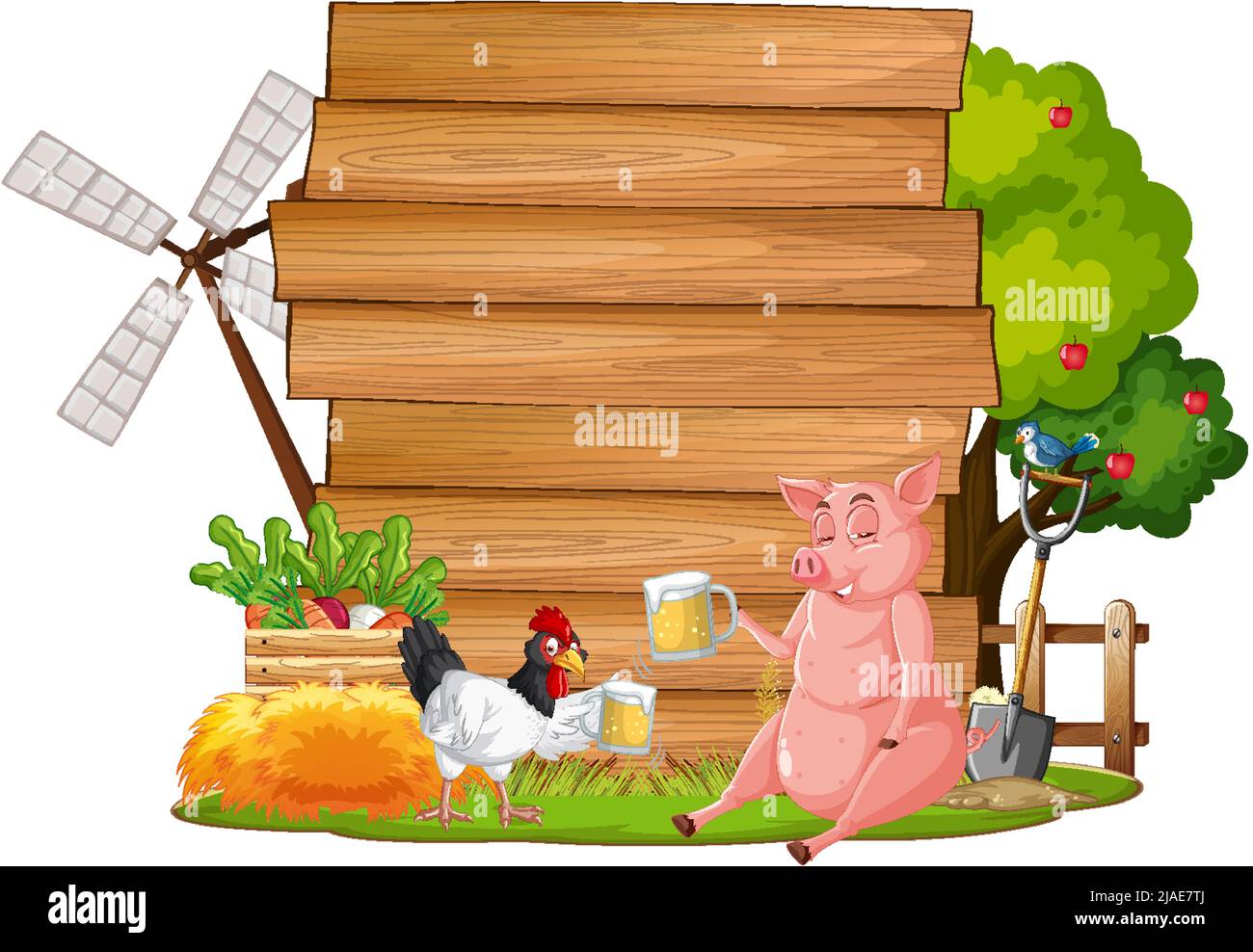 Empty banner template with farm animals illustration Stock Vector Image ...