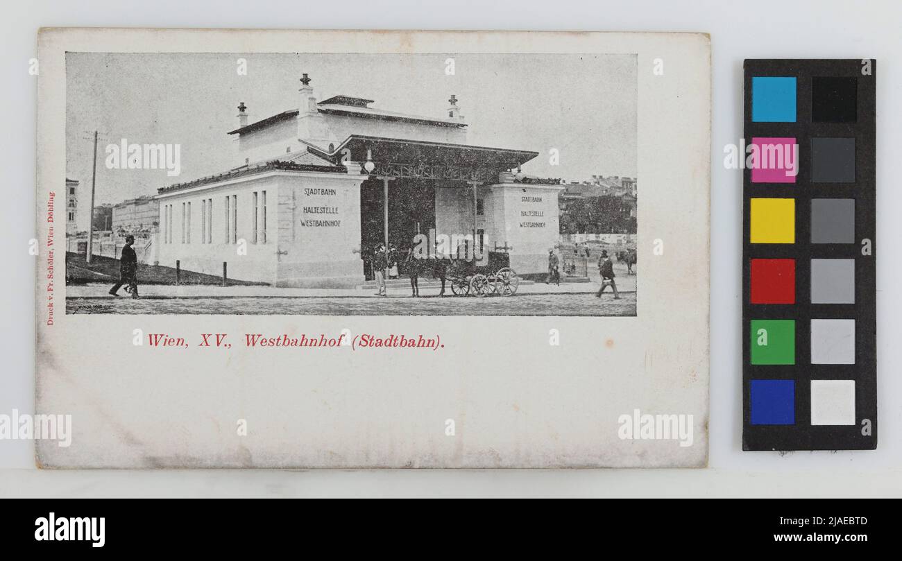 Stadtbahn Westbahnhof station, postcard. Unknown, Photographer, Franz