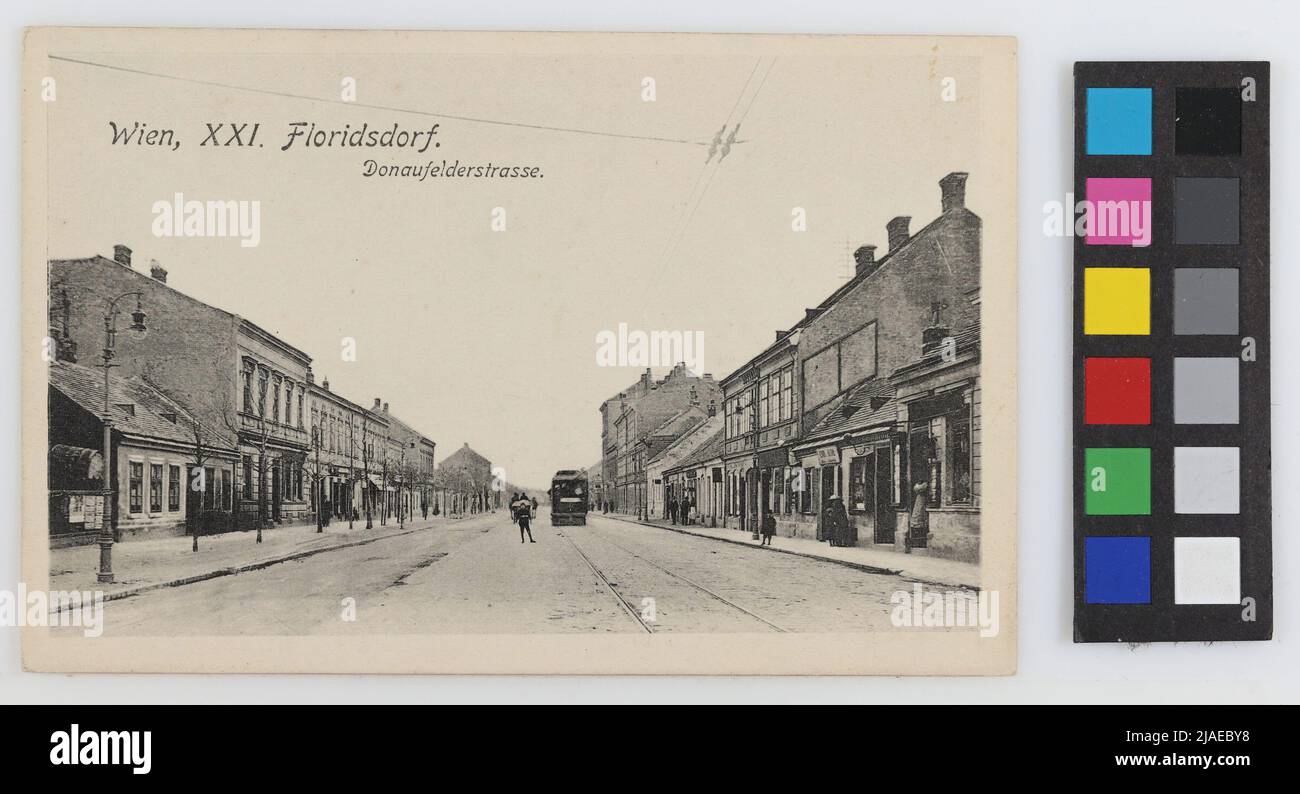 21., Donaufeld - Donaufelder Straße, postcard. Verlag Josef Popper (J. P. W.), producer Stock Photo