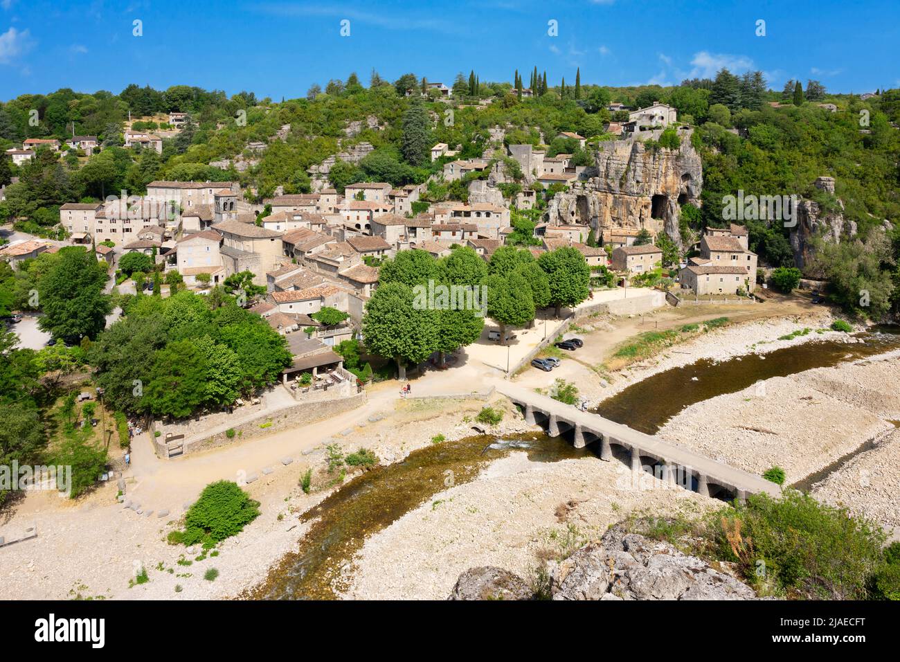 Labeaume,  beautiful french village, France. Stock Photo