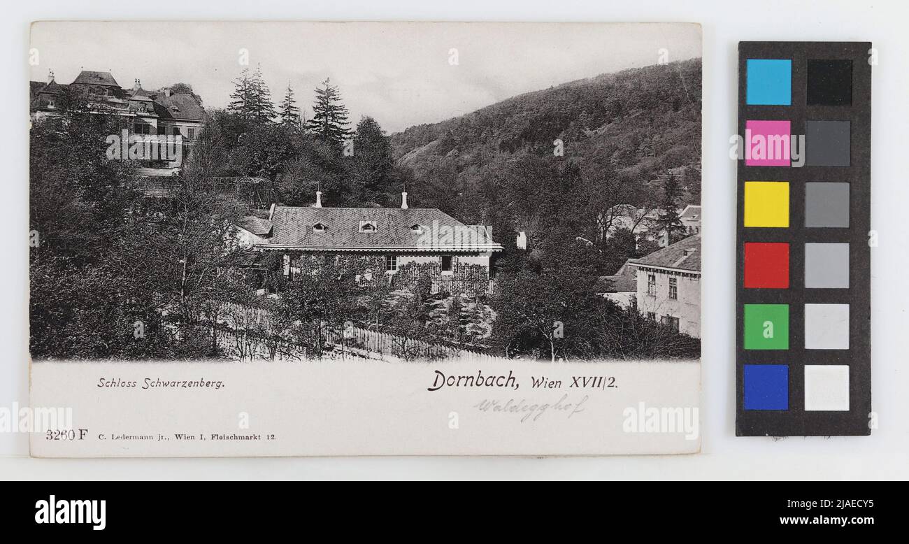 17., Dornbach - Neuwaldegg Castle/Schloss Schwarzenberg, postcard. Carl (Karl) Ledermann jun., Producer Stock Photo