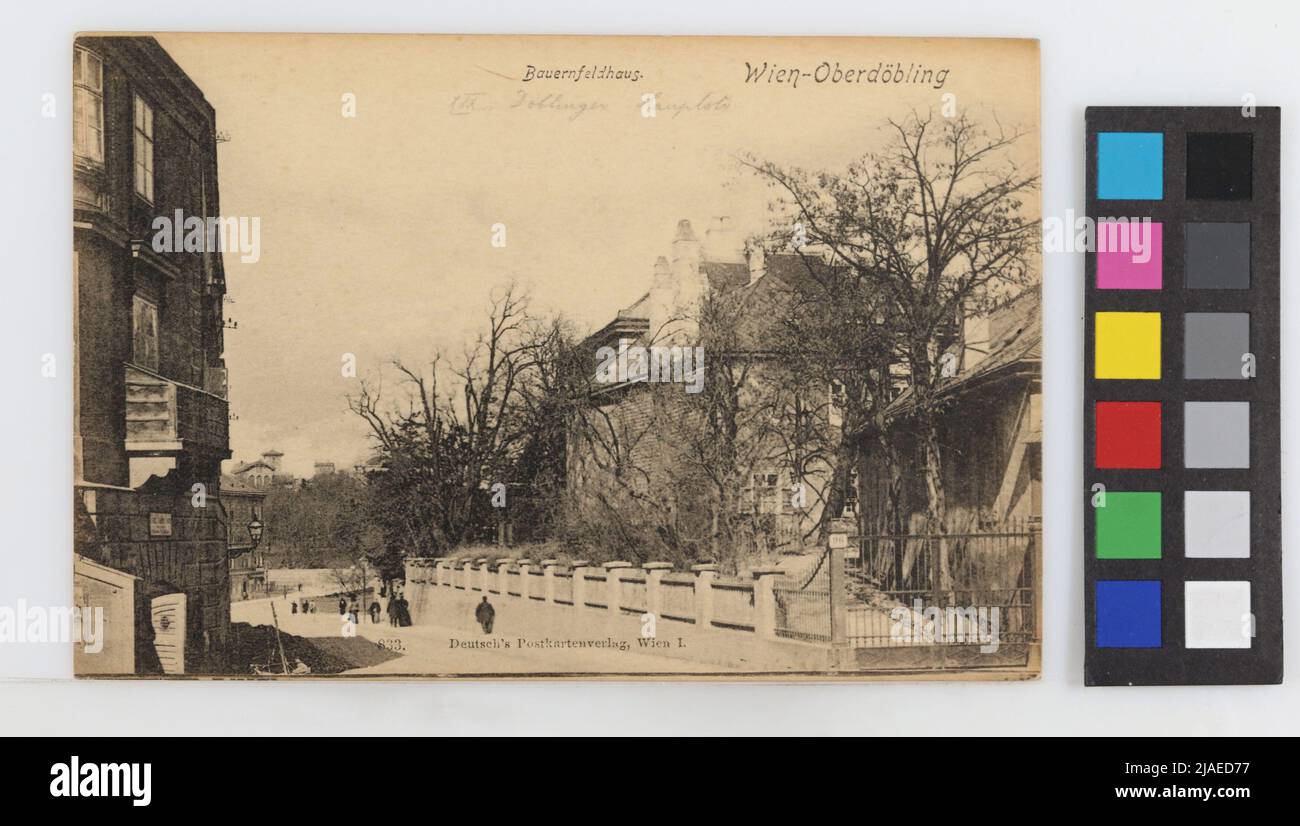19th, Döblinger Hauptstraße - with farmhouse, postcard. German's postcard publisher, producer Stock Photo