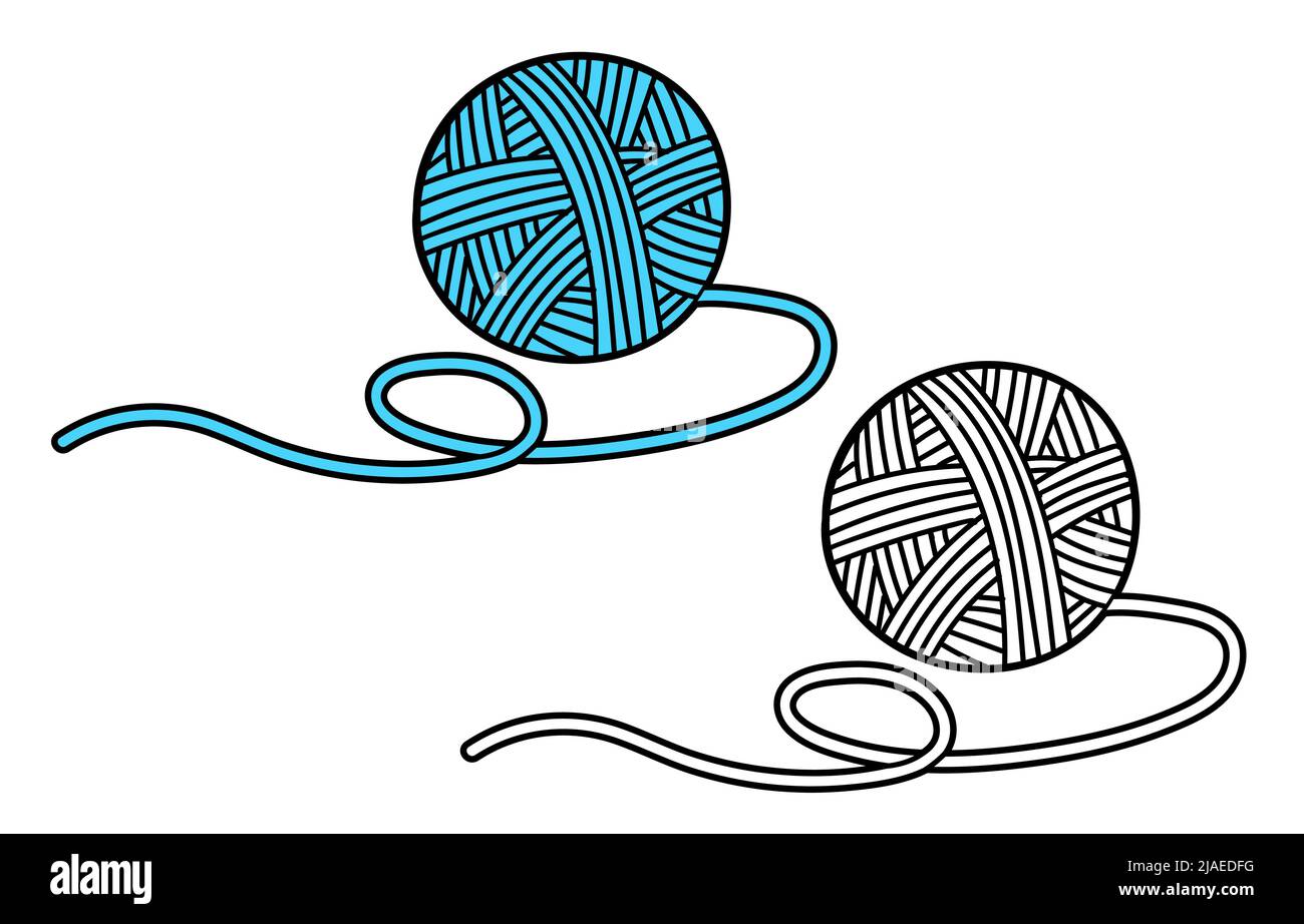 Vector Drawing In The Style Of Doodle A Ball Of Yarn For Knitting