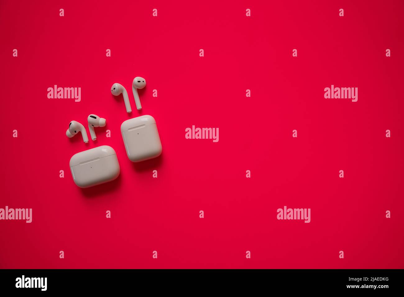 New Airpods 20192020 pro on black background Stock Photo Alamy