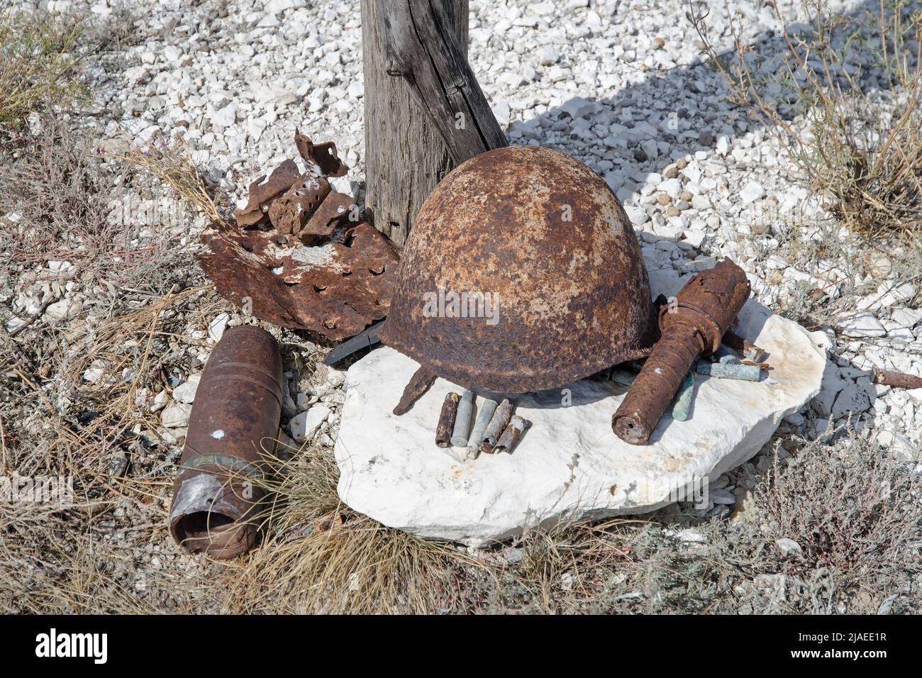 Traces of Russian soldiers fighting against fascism in World War II Stock Photo