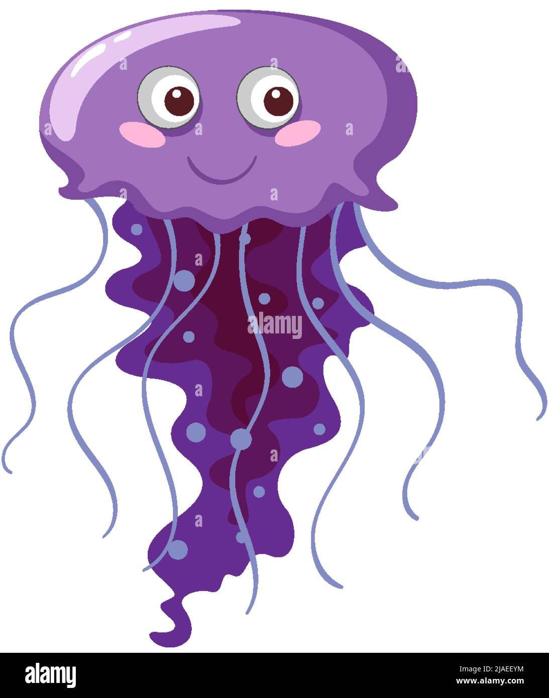 A purple jellyfish in cartoon style illustration Stock Vector Image