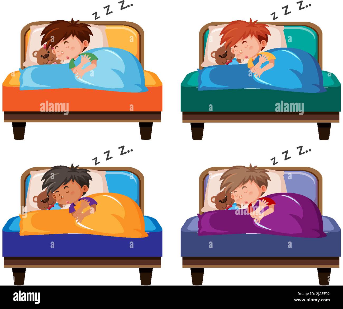 Little boys sleeping on beds illustration Stock Vector Image & Art - Alamy