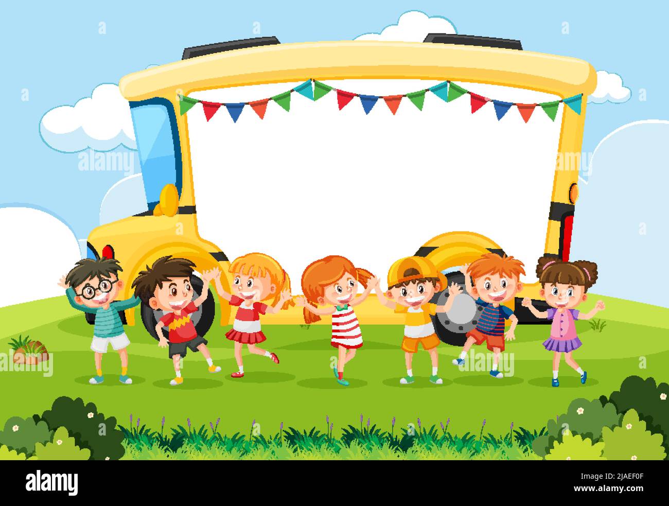 A blank board with children cartoon character illustration Stock Vector ...
