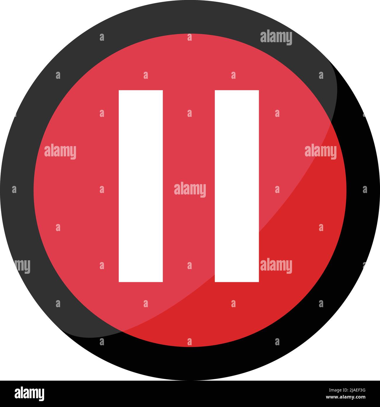 Paused button. Red simple vector. Editable vector Stock Vector Image ...