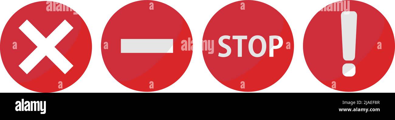 Icon set that represents warning, regulation, danger and attention. Editable vector. Stock Vector