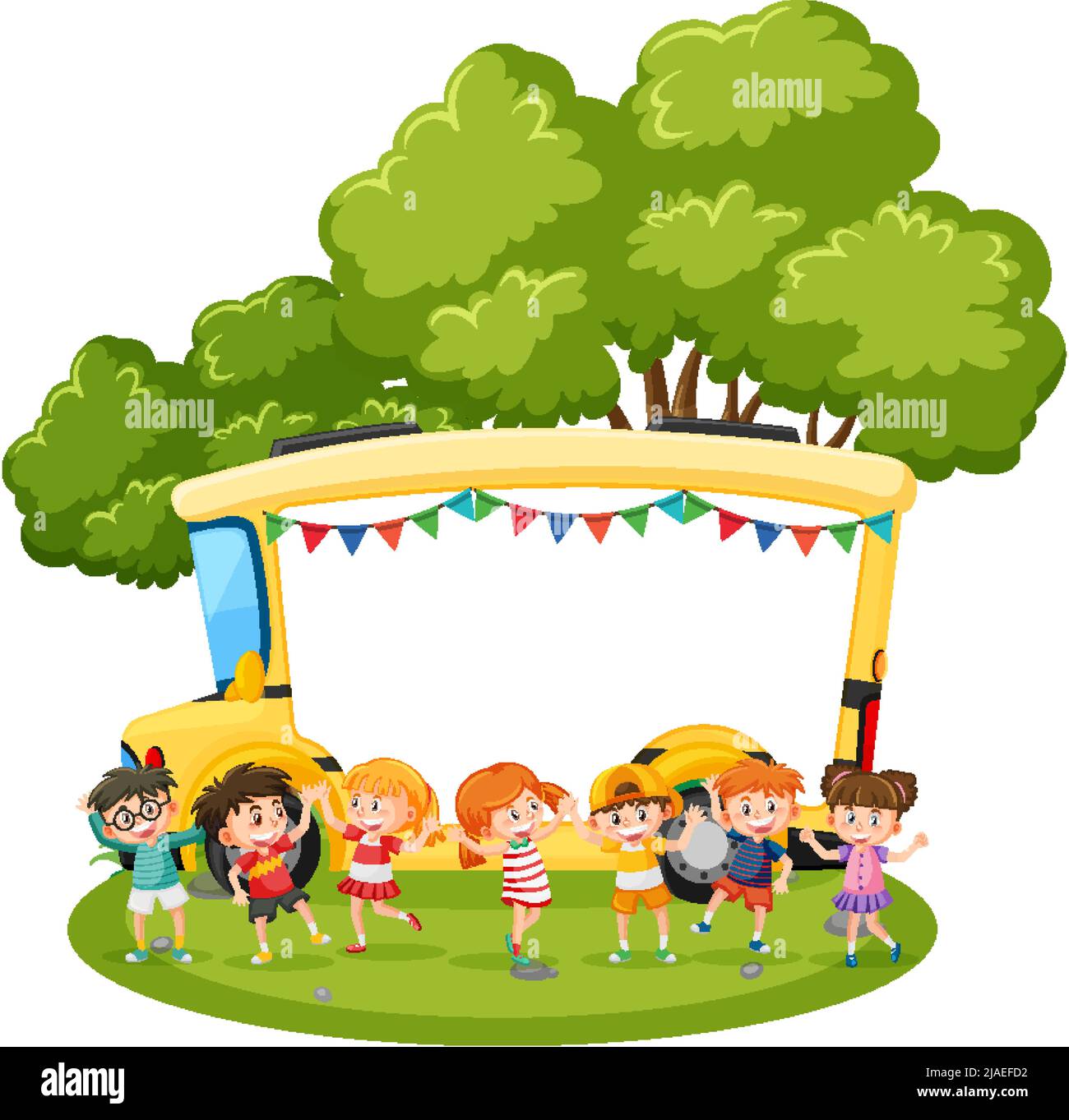 A blank board with children cartoon character illustration Stock Vector ...