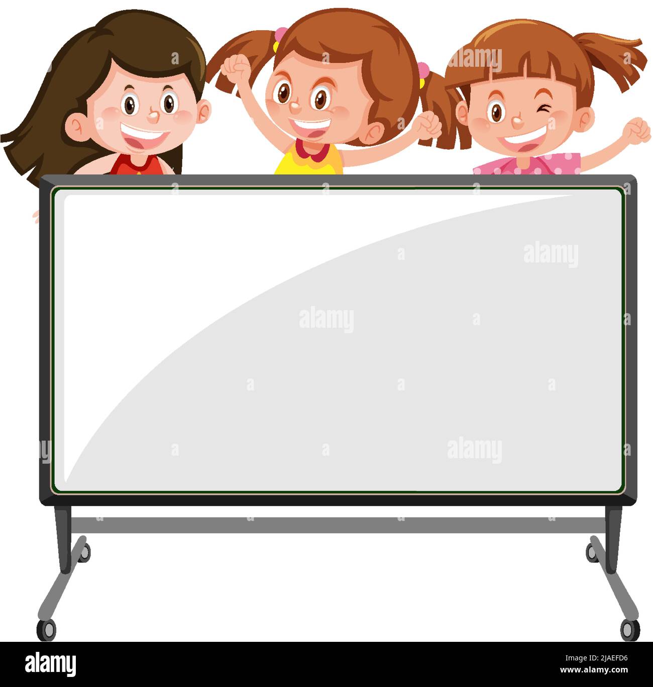 Children with blank board in cartoon style illustration Stock Vector ...