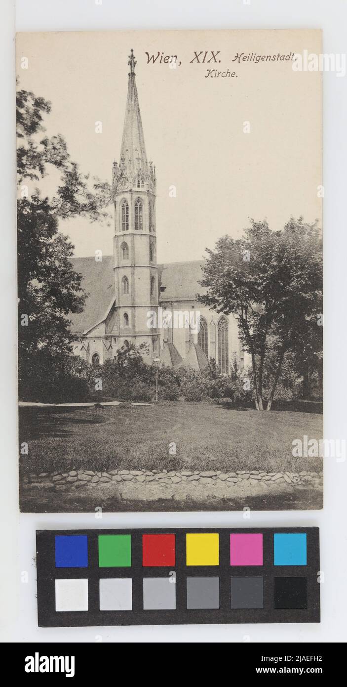 19., Heiligenstadt - High Warte 72 - Heiligenstadt church, postcard. Sperlings Postkartenverlag (M. M. S.), producer Stock Photo
