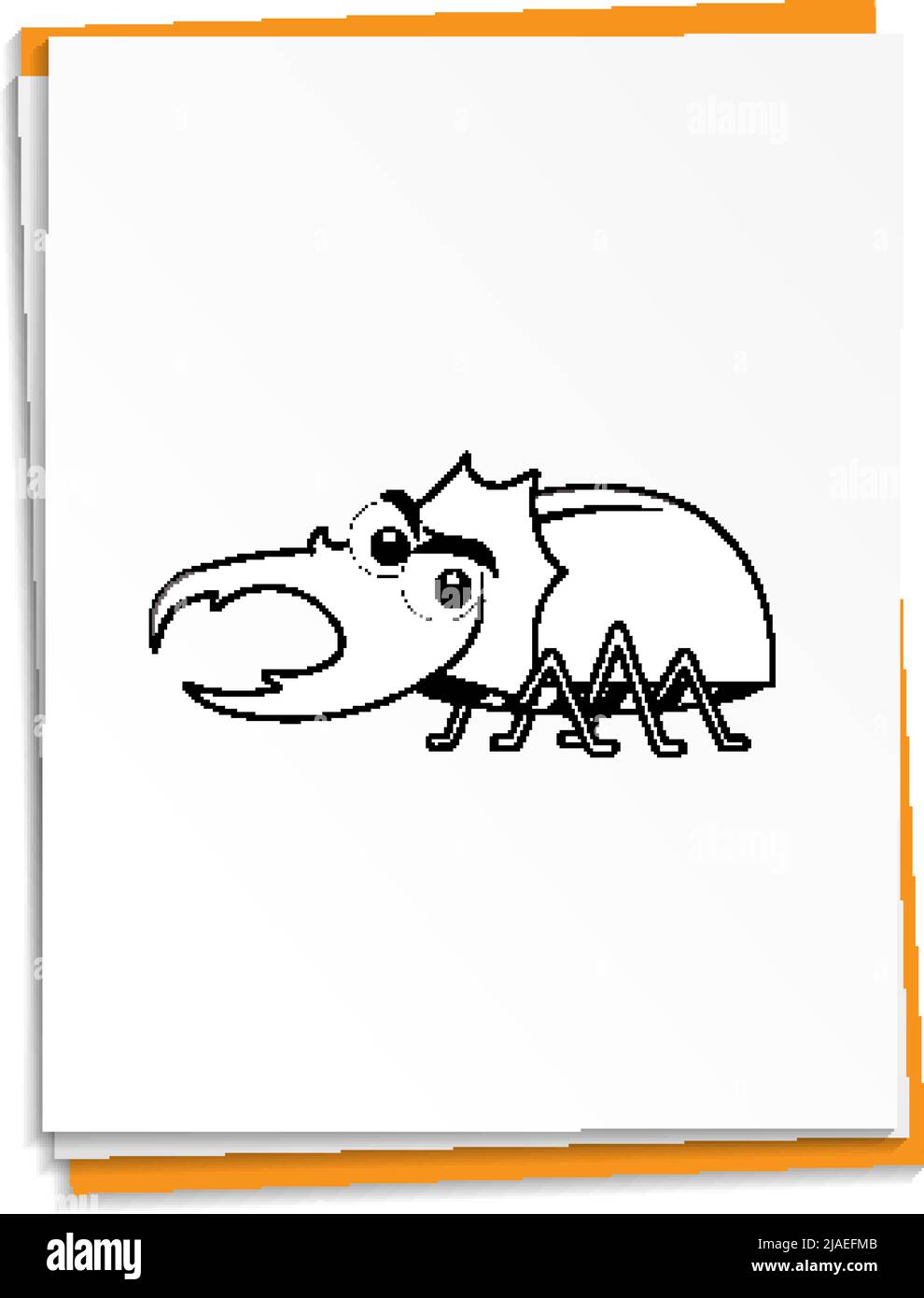 Hand drawn a beetle on paper  illustration Stock Vector