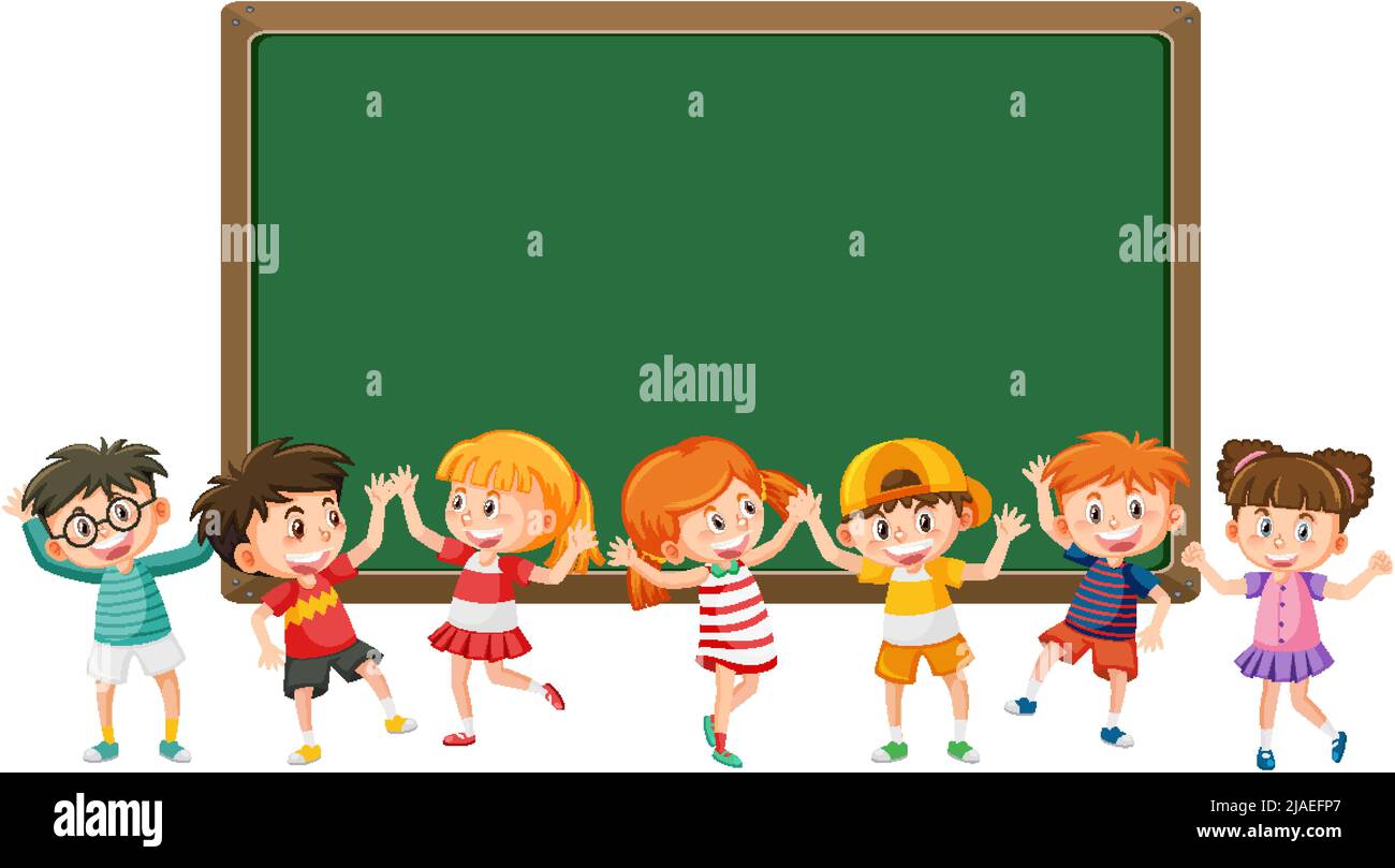 A blank board with children cartoon character illustration Stock Vector ...