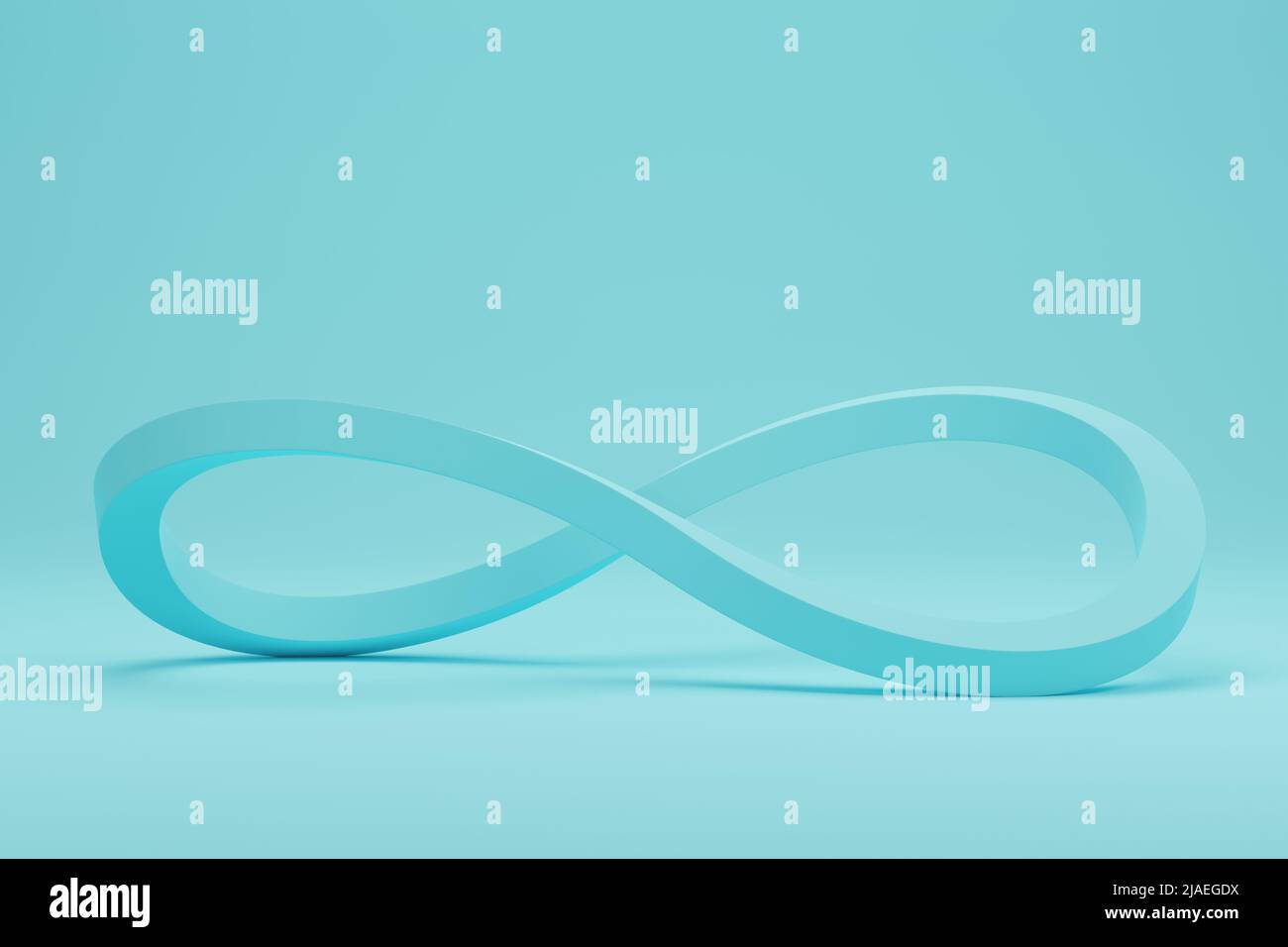 Symbol infinity on blue pastel color background. 3d rendering, 3d illustration Stock Photo