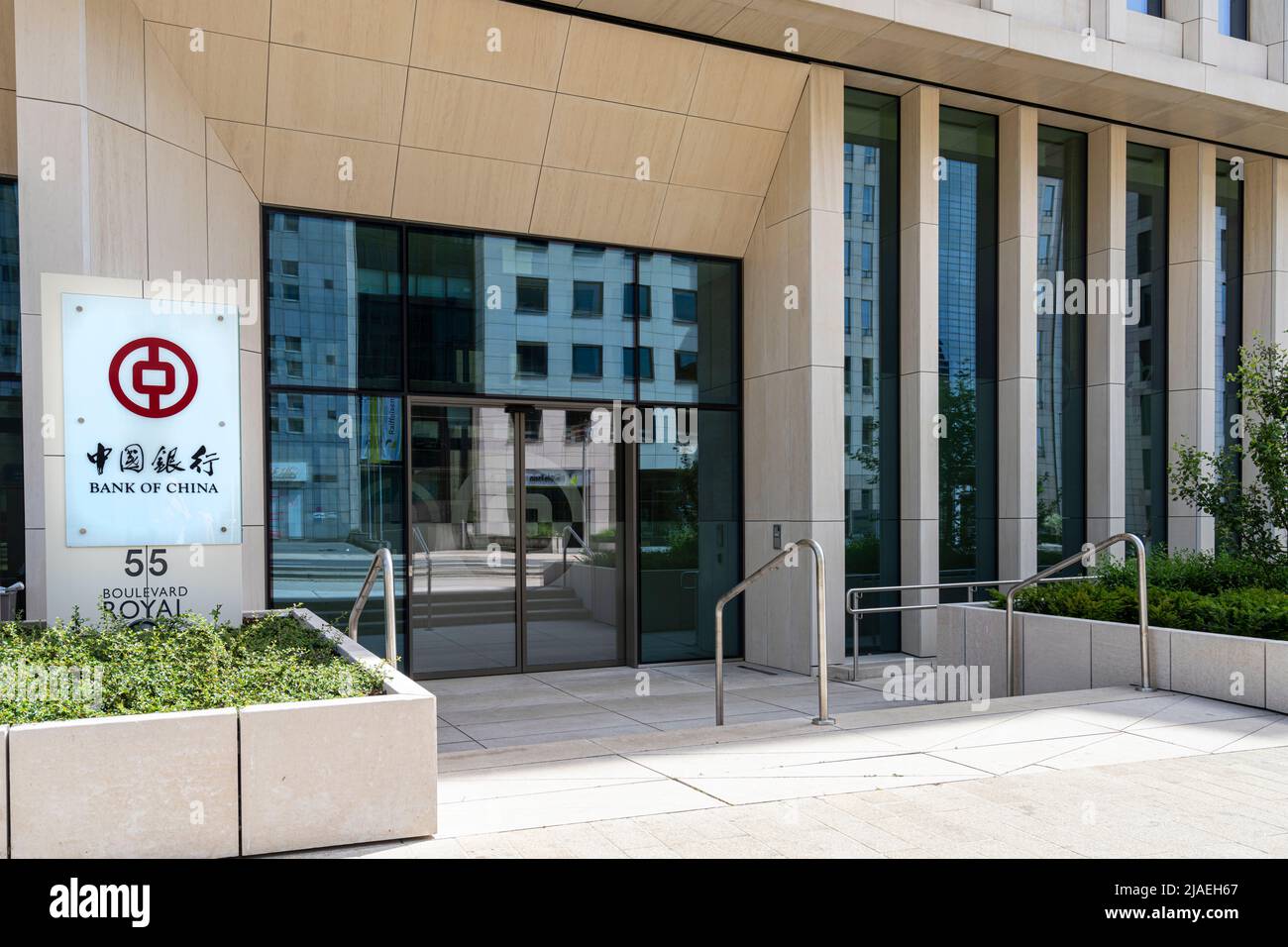 Luxembourg city, May 2022.  outdoor view of Bank of China branch in the city center Stock Photo