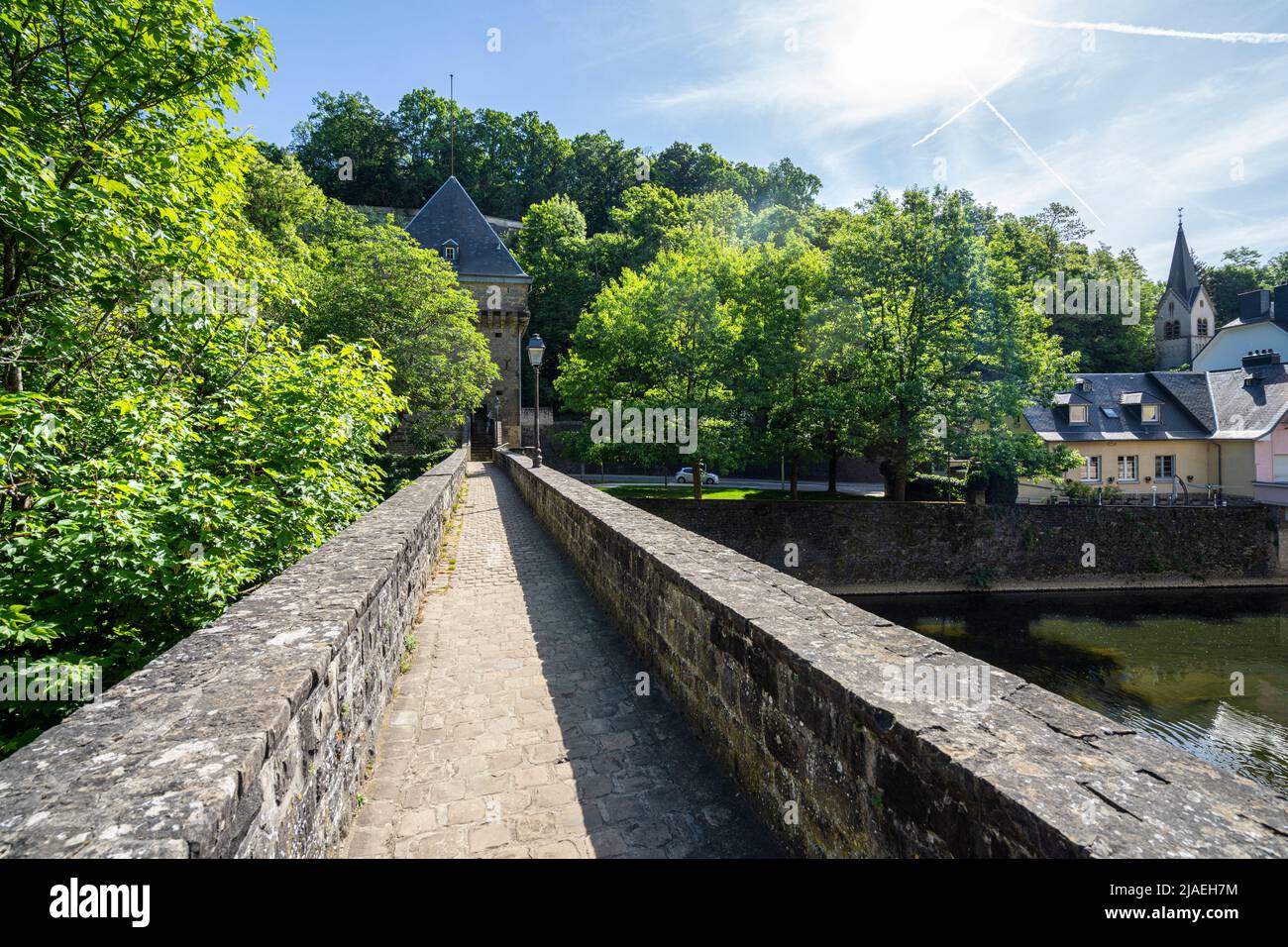 Luxembourg city, May 2022. view of the medieval Vauban tower in the city center Stock Photo