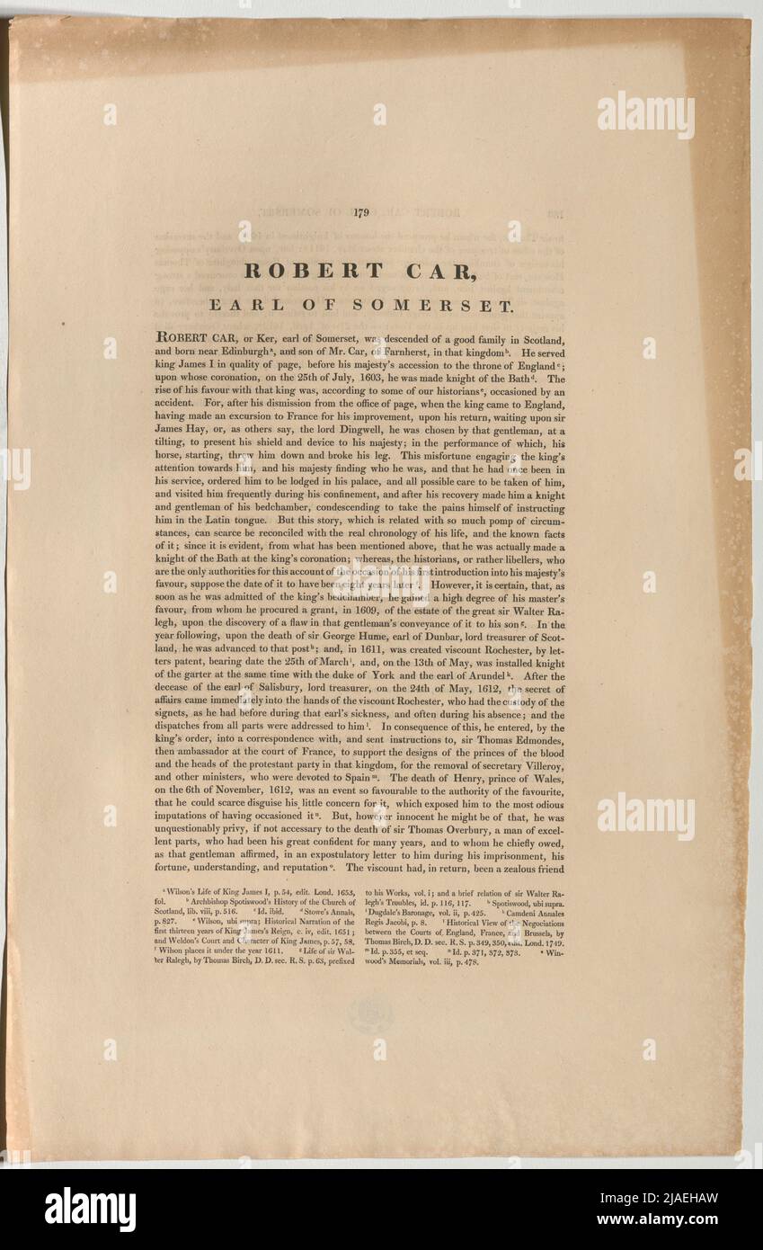 ROBERT CAR (sic!); EARL OF SOMERSET.