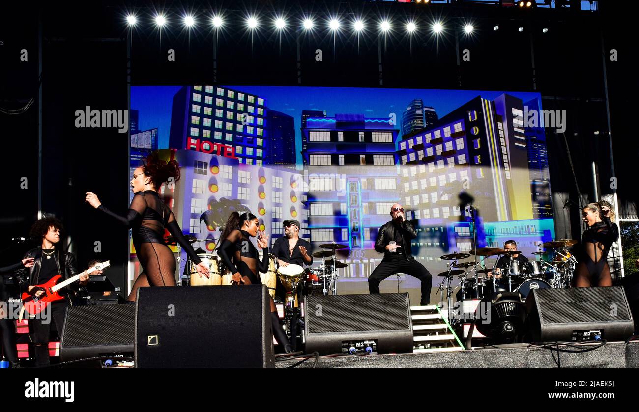 Napa, California, USA. 28th May, 2022. Pitbull performing on stage day 2 of BottleRock 2022 Music Festival. Credit: Ken Howard/Alamy Live News Stock Photo